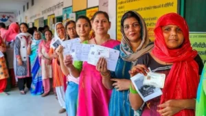 India Elections 2024 Voting Booth with Voters